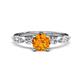 1 - Nylah 1.59 ctw (6.50 mm) Round Citrine and Graduated Pear Shape Natural Diamond Engagement Ring 
