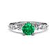 1 - Nylah 1.44 ctw (6.00 mm) Round Emerald and Graduated Pear Shape Natural Diamond Engagement Ring 
