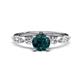 1 - Nylah 1.67 ctw (6.50 mm) Round London Blue Topaz and Graduated Pear Shape Natural Diamond Engagement Ring 