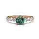 1 - Nylah 1.72 ctw (6.50 mm) Round Lab Created Alexandrite and Graduated Pear Shape Natural Diamond Engagement Ring 
