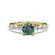 1 - Nylah 1.72 ctw (6.50 mm) Round Lab Created Alexandrite and Graduated Pear Shape Natural Diamond Engagement Ring 