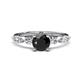 1 - Nylah 1.72 ctw (6.00 mm) Round Black Diamond and Graduated Pear Shape Natural Diamond Engagement Ring 