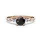 1 - Nylah 1.72 ctw (6.00 mm) Round Black Diamond and Graduated Pear Shape Natural Diamond Engagement Ring 