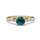 1 - Nylah 1.52 ctw (6.00 mm) Round Blue Diamond and Graduated Pear Shape Natural Diamond Engagement Ring 