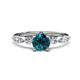 1 - Nylah 1.52 ctw (6.00 mm) Round Blue Diamond and Graduated Pear Shape Natural Diamond Engagement Ring 