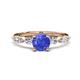 1 - Nylah 1.64 ctw (6.50 mm) Round Tanzanite and Graduated Pear Shape Natural Diamond Engagement Ring 