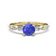 1 - Nylah 1.64 ctw (6.50 mm) Round Tanzanite and Graduated Pear Shape Natural Diamond Engagement Ring 