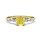 1 - Nylah 1.52 ctw (6.00 mm) Round Yellow Diamond and Graduated Pear Shape Natural Diamond Engagement Ring 