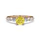 1 - Nylah 1.52 ctw (6.00 mm) Round Yellow Diamond and Graduated Pear Shape Natural Diamond Engagement Ring 
