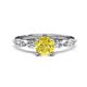 1 - Nylah 1.52 ctw (6.00 mm) Round Yellow Diamond and Graduated Pear Shape Natural Diamond Engagement Ring 