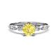 1 - Nylah 1.67 ctw (6.00 mm) Round Yellow Sapphire and Graduated Pear Shape Natural Diamond Engagement Ring 