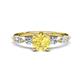 1 - Nylah 1.67 ctw (6.00 mm) Round Yellow Sapphire and Graduated Pear Shape Natural Diamond Engagement Ring 