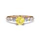 1 - Nylah 1.67 ctw (6.00 mm) Round Yellow Sapphire and Graduated Pear Shape Natural Diamond Engagement Ring 