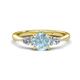 1 - Zelia 1.27 ctw (6.50 mm) Round Aquamarine and Pear Shape Natural Diamond Three Stone Engagement Ring 