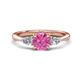 1 - Zelia 1.35 ctw (6.00 mm) Round Pink Sapphire and Pear Shape Natural Diamond Three Stone Engagement Ring 