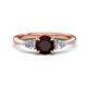 1 - Zelia 1.45 ctw (6.50 mm) Round Red Garnet and Pear Shape Natural Diamond Three Stone Engagement Ring 