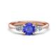 1 - Zelia 1.32 ctw (6.50 mm) Round Tanzanite and Pear Shape Natural Diamond Three Stone Engagement Ring 