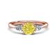 1 - Zelia 1.20 ctw (6.00 mm) Round Yellow Diamond and Pear Shape Natural Diamond Three Stone Engagement Ring 
