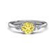 1 - Zelia 1.35 ctw (6.00 mm) Round Yellow Sapphire and Pear Shape Natural Diamond Three Stone Engagement Ring 