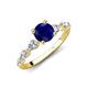 2 - Nylah 1.87 ctw (6.00 mm) Round Blue Sapphire and Graduated Pear Shape Natural Diamond Engagement Ring 