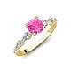 2 - Nylah 1.67 ctw (6.50 mm) Round Pink Sapphire and Graduated Pear Shape Natural Diamond Engagement Ring 