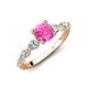 2 - Nylah 1.67 ctw (6.50 mm) Round Pink Sapphire and Graduated Pear Shape Natural Diamond Engagement Ring 