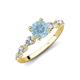 2 - Nylah 1.59 ctw (6.50 mm) Round Aquamarine and Graduated Pear Shape Natural Diamond Engagement Ring 