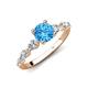 2 - Nylah 1.67 ctw (6.50 mm) Round Blue Topaz and Graduated Pear Shape Natural Diamond Engagement Ring 