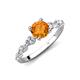 2 - Nylah 1.59 ctw (6.50 mm) Round Citrine and Graduated Pear Shape Natural Diamond Engagement Ring 