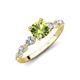 2 - Nylah 1.82 ctw (6.50 mm) Round Peridot and Graduated Pear Shape Natural Diamond Engagement Ring 