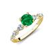 2 - Nylah 1.44 ctw (6.00 mm) Round Emerald and Graduated Pear Shape Natural Diamond Engagement Ring 