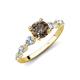 2 - Nylah 1.72 ctw (6.50 mm) Round Smoky Quartz and Graduated Pear Shape Natural Diamond Engagement Ring 