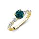 2 - Nylah 1.67 ctw (6.50 mm) Round London Blue Topaz and Graduated Pear Shape Natural Diamond Engagement Ring 