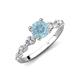 2 - Nylah 1.59 ctw (6.50 mm) Round Aquamarine and Graduated Pear Shape Natural Diamond Engagement Ring 