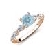 2 - Nylah 1.59 ctw (6.50 mm) Round Aquamarine and Graduated Pear Shape Natural Diamond Engagement Ring 
