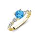 2 - Nylah 1.67 ctw (6.50 mm) Round Blue Topaz and Graduated Pear Shape Natural Diamond Engagement Ring 