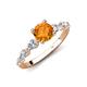 2 - Nylah 1.59 ctw (6.50 mm) Round Citrine and Graduated Pear Shape Natural Diamond Engagement Ring 