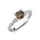 2 - Nylah 1.72 ctw (6.50 mm) Round Smoky Quartz and Graduated Pear Shape Natural Diamond Engagement Ring 