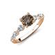 2 - Nylah 1.72 ctw (6.50 mm) Round Smoky Quartz and Graduated Pear Shape Natural Diamond Engagement Ring 