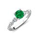 2 - Nylah 1.44 ctw (6.00 mm) Round Emerald and Graduated Pear Shape Natural Diamond Engagement Ring 