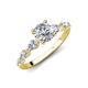 2 - Nylah 1.72 ctw (6.50 mm) Round Moissanite and Graduated Pear Shape Natural Diamond Engagement Ring 