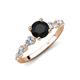 2 - Nylah 1.72 ctw (6.00 mm) Round Black Diamond and Graduated Pear Shape Natural Diamond Engagement Ring 