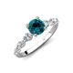 2 - Nylah 1.52 ctw (6.00 mm) Round Blue Diamond and Graduated Pear Shape Natural Diamond Engagement Ring 