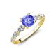 2 - Nylah 1.64 ctw (6.50 mm) Round Tanzanite and Graduated Pear Shape Natural Diamond Engagement Ring 