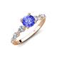 2 - Nylah 1.64 ctw (6.50 mm) Round Tanzanite and Graduated Pear Shape Natural Diamond Engagement Ring 