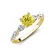 2 - Nylah 1.52 ctw (6.00 mm) Round Yellow Diamond and Graduated Pear Shape Natural Diamond Engagement Ring 