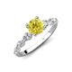 2 - Nylah 1.52 ctw (6.00 mm) Round Yellow Diamond and Graduated Pear Shape Natural Diamond Engagement Ring 