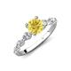 2 - Nylah 1.67 ctw (6.00 mm) Round Yellow Sapphire and Graduated Pear Shape Natural Diamond Engagement Ring 