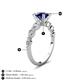 3 - Nylah 1.87 ctw (6.00 mm) Round Blue Sapphire and Graduated Pear Shape Natural Diamond Engagement Ring 