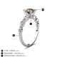 3 - Nylah 1.72 ctw (6.50 mm) Round Smoky Quartz and Graduated Pear Shape Natural Diamond Engagement Ring 
